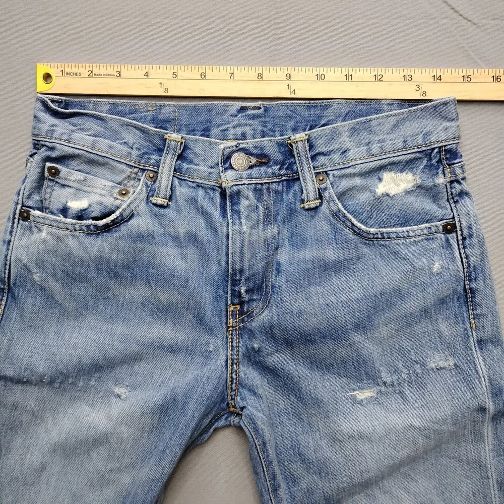 Levis 511 Slim Fit Jeans Mens 29x32 Light Wash Distressed Denim 32-3455